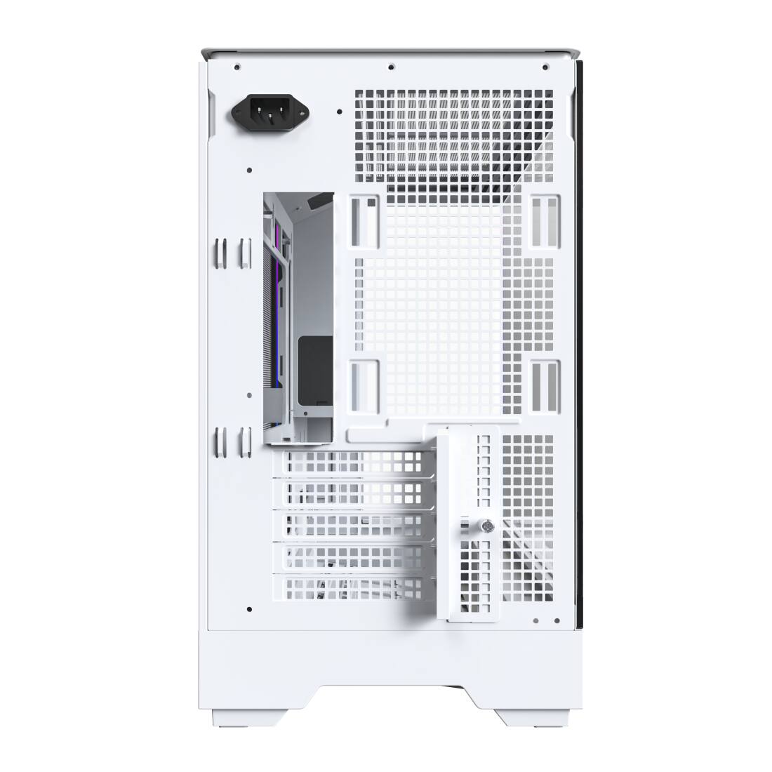 Alt View 2. Montech - KING 15 Micro-ATX PC Case, Curved Panoramic Glass, 360mm Radiator Support, Compact Build for High-Performance Systems - white.
