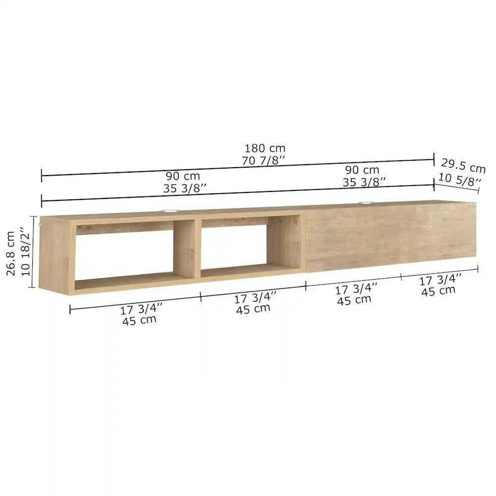 Atelier Mobili - Floating TV Stand & Floating Entertainment Center (71 Inch, 1 Door 2 Shelves) - Beige