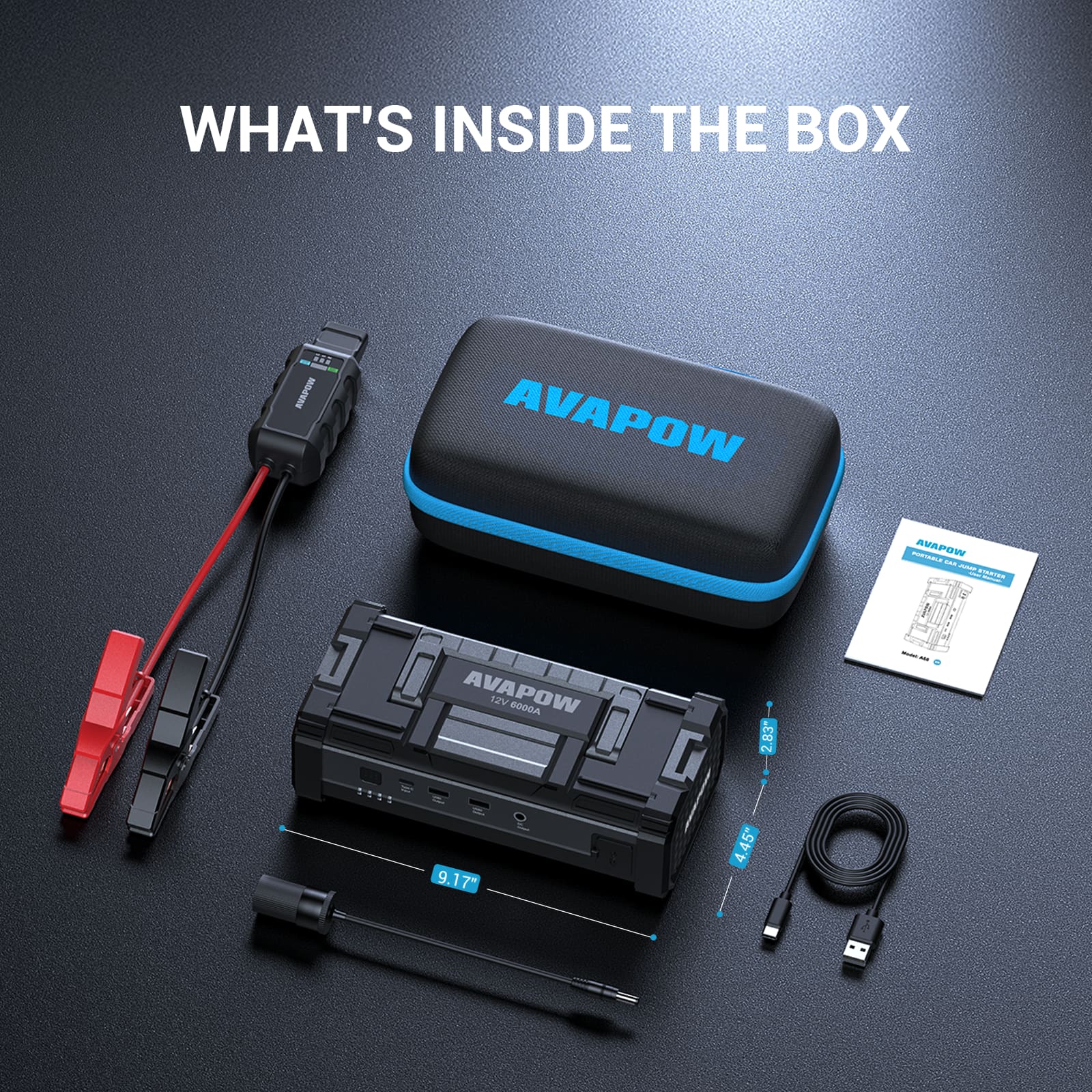 AVAPOW 6000A Jump Starter Portable Car Battery Pack 12V 12L Diesel