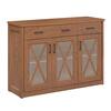 Front. Costway - Costway Farmhouse Buffet Sideboard with 2 Drawers Fluted Barn Doors for Kitchen Dining Room - Brown.