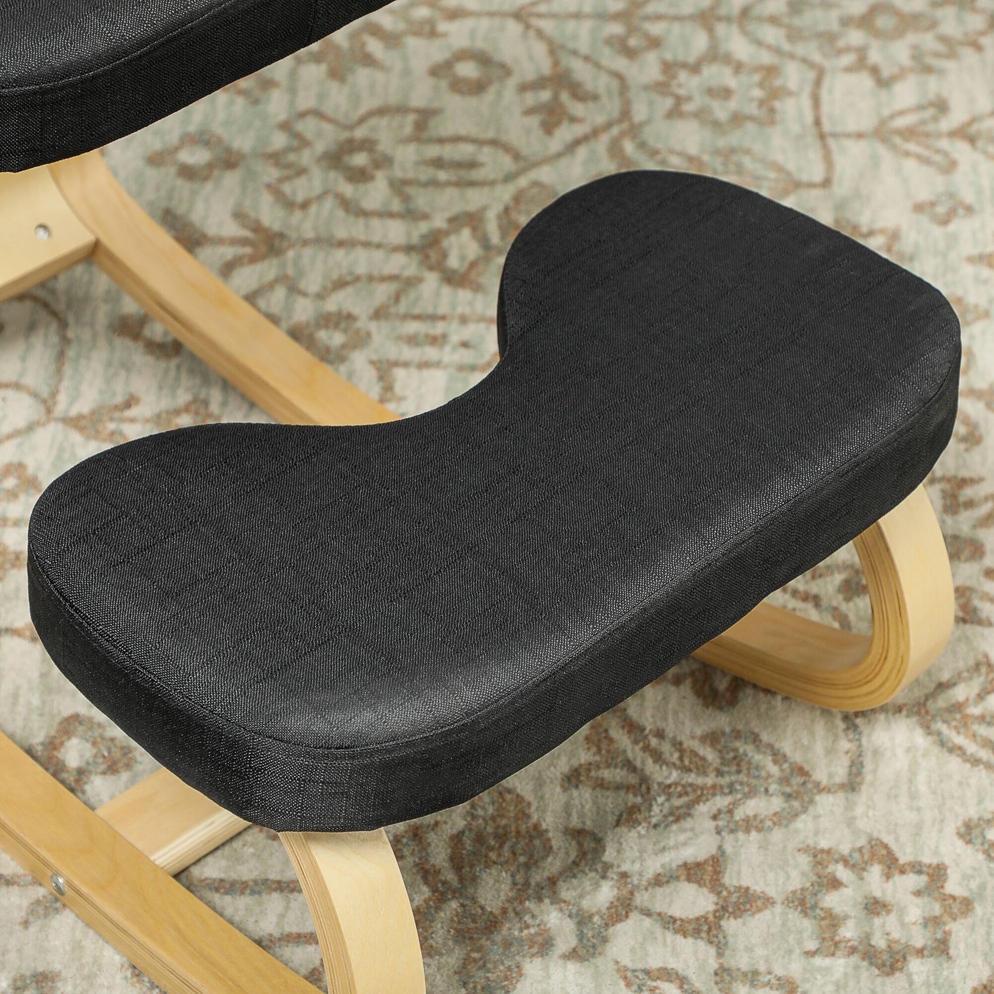 Alt View 7. Homcom - Kneeling Chair with Wood Frame, Posture Support Desk Chair for Home Office - Black.