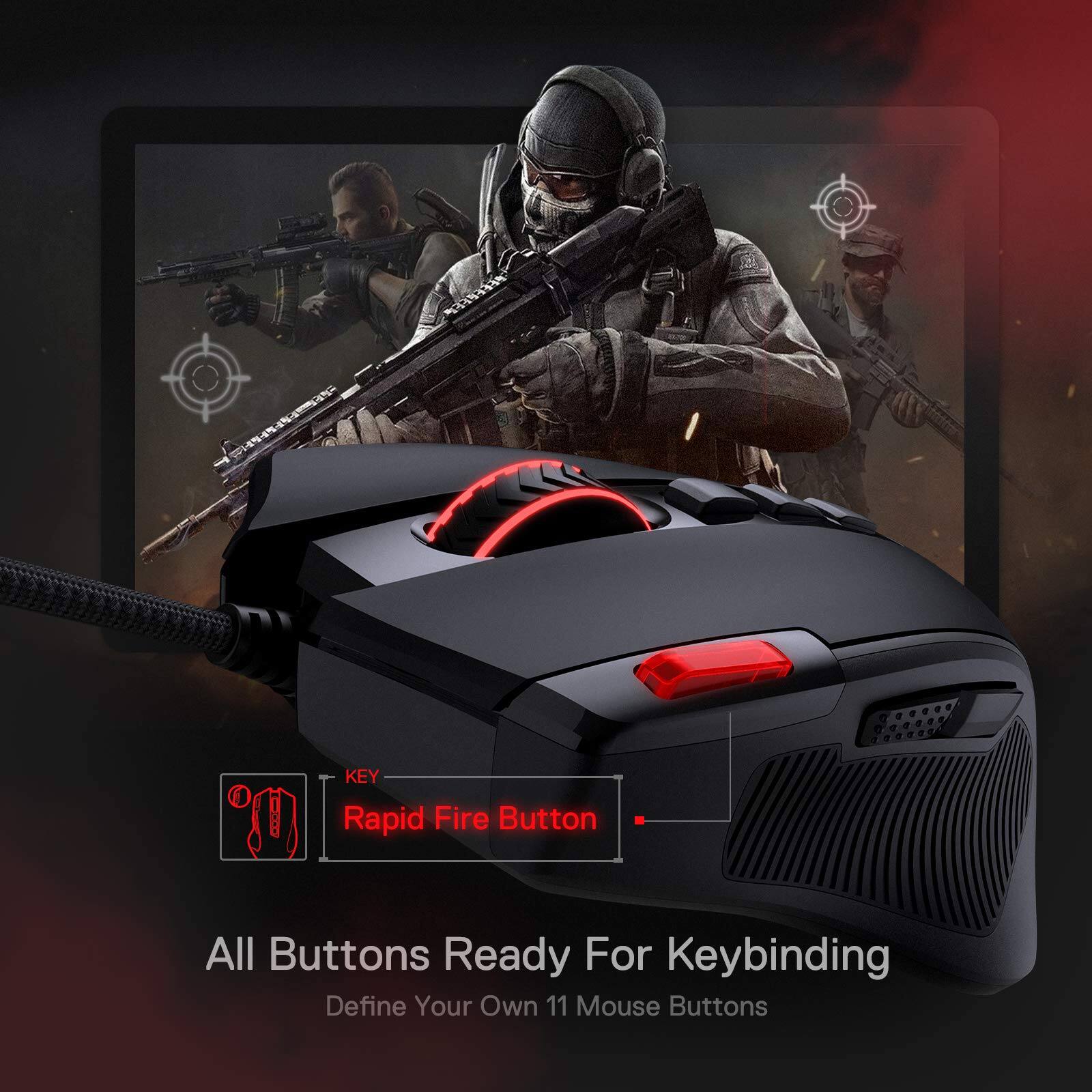 - Rapid Fire Button
- All Buttons Ready For Keybinding
- Define Your Own 11 Mouse Buttons