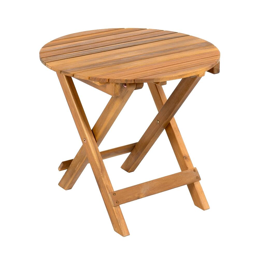 Back. Loheer - Loheer Foldable Acacia Wood Side Table Teak Finish Outdoor End Table No Assembly - Teak.