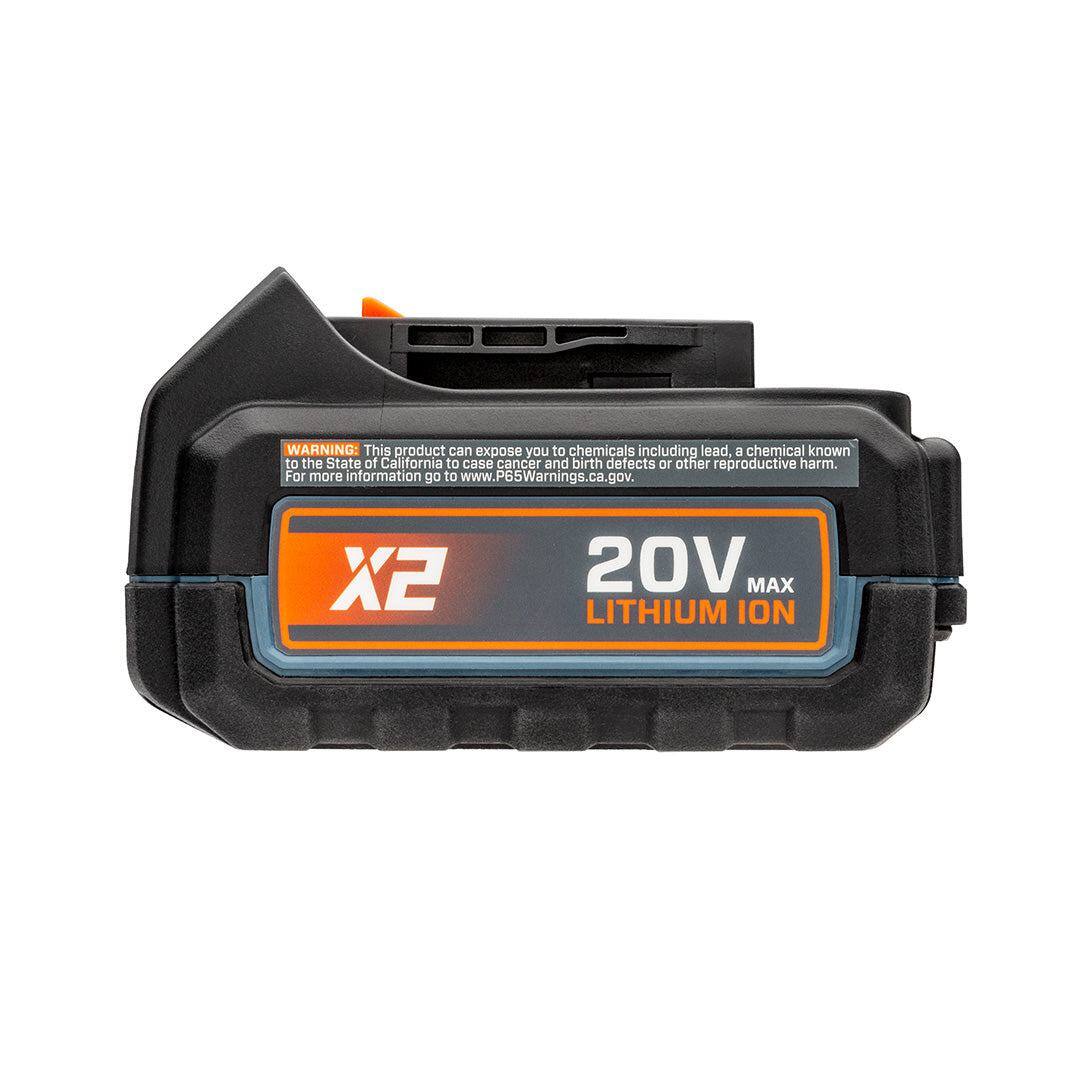 WARNING: This product can expose you to chemicals including lead, a chemical known to the State of California to cause cancer and birth defects or other reproductive harm. For more information go to www.P65Warnings.ca.gov. X2 20V MAX LITHIUM ION