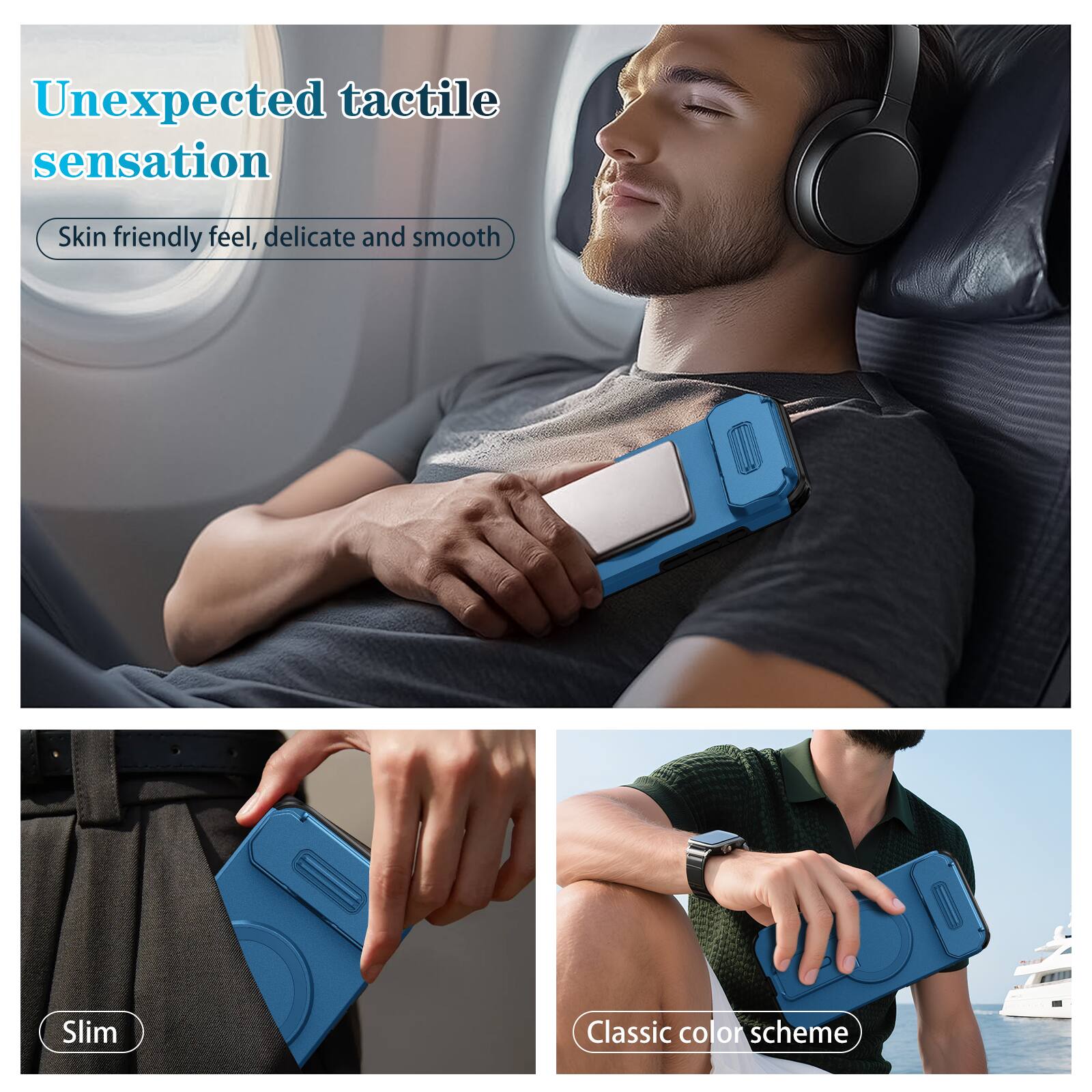 Unexpected tactile sensation  
Skin friendly feel, delicate and smooth  
Slim  
Classic color scheme