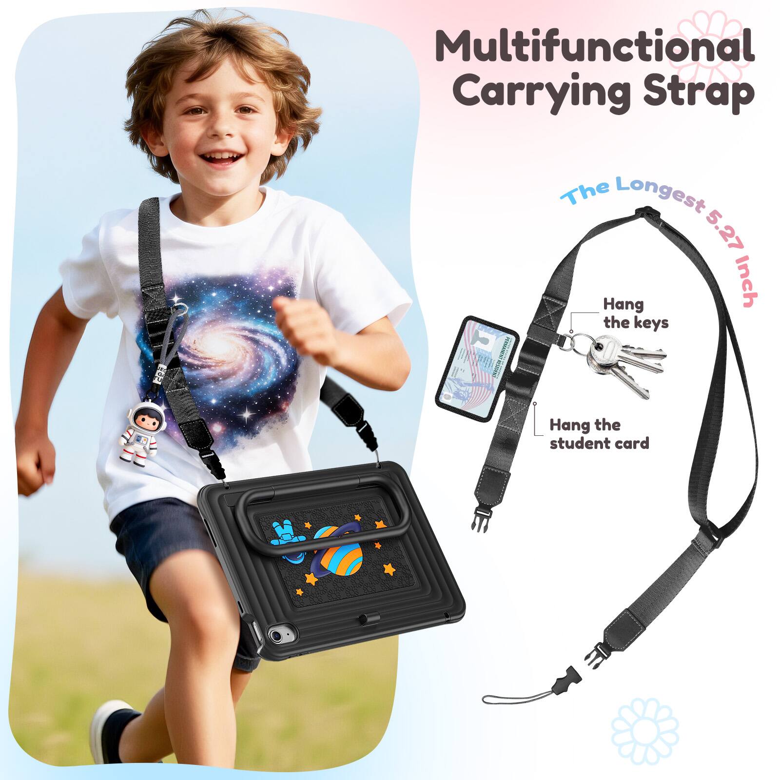 Multifunctional Carrying Strap

The Longest 5.27 Inch

Hang the keys

Hang the student card