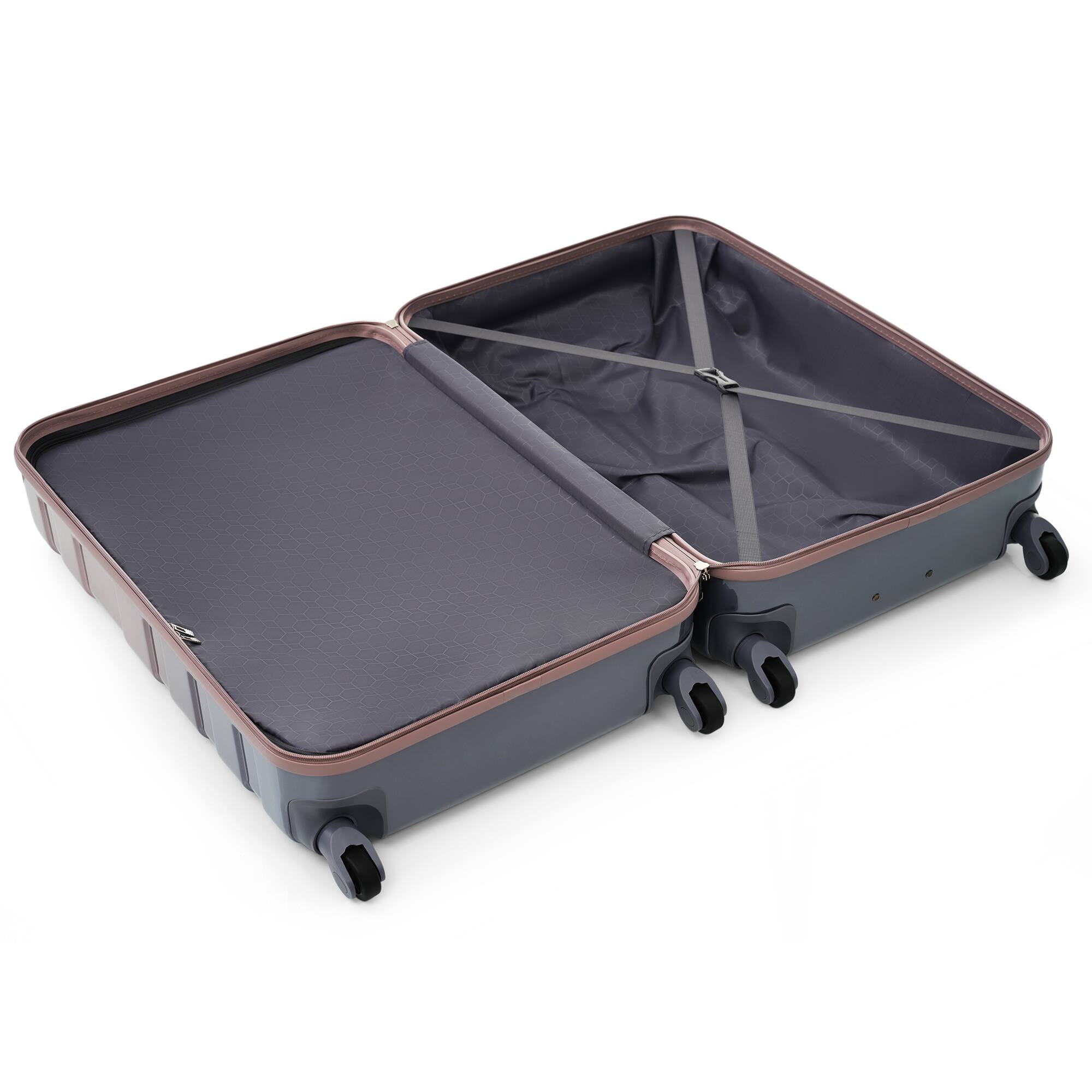 Alt View 8. Ecooso - 3-Piece ABS Hardshell Luggage Set with TSA Lock, Lightweight Spinner Suitcases 20/24/28 Inch - Golden.