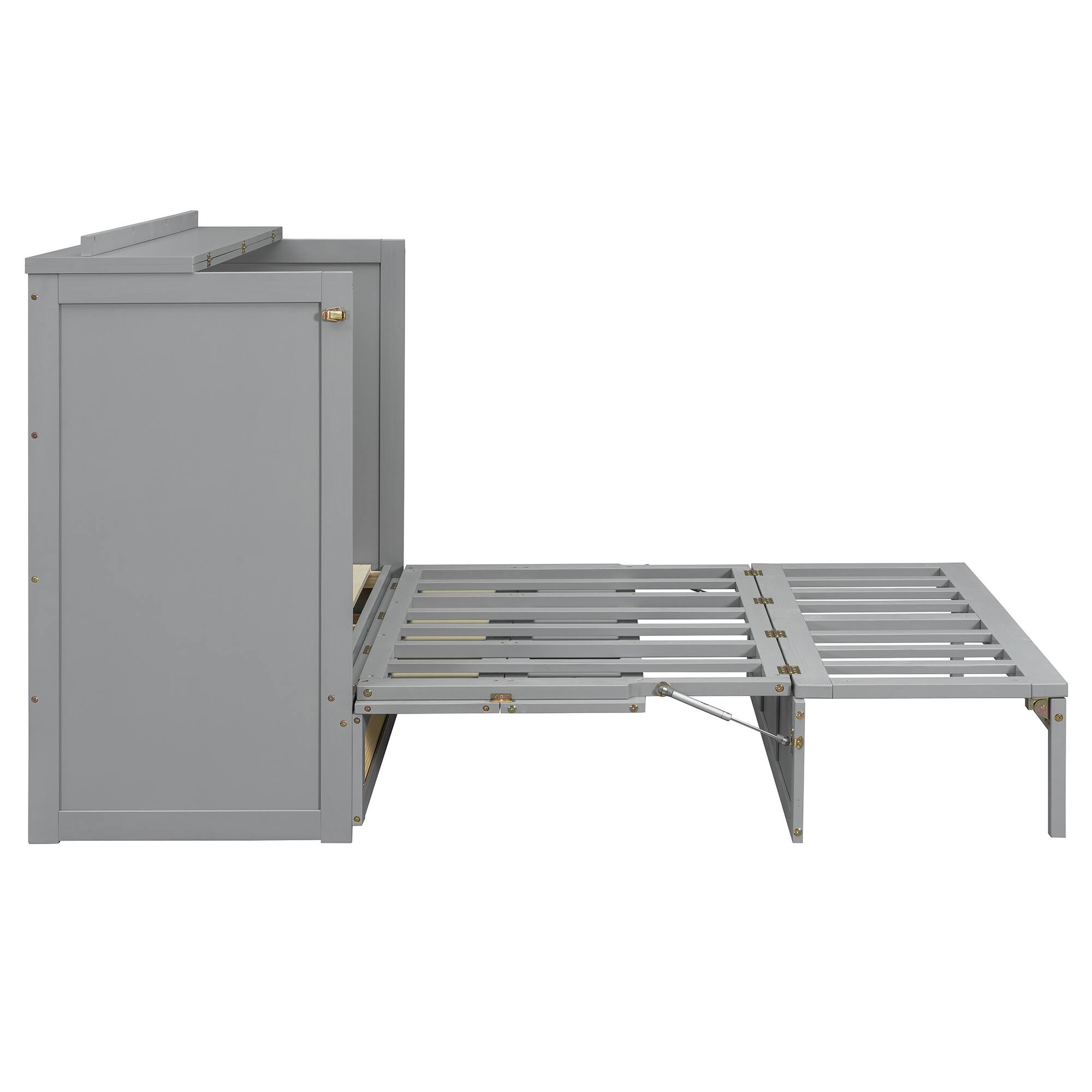 Alt View 5. Whisen - Full Size Murphy Bed,Space-Saving Foldable Bed Frame with Storage Drawers - Gray.