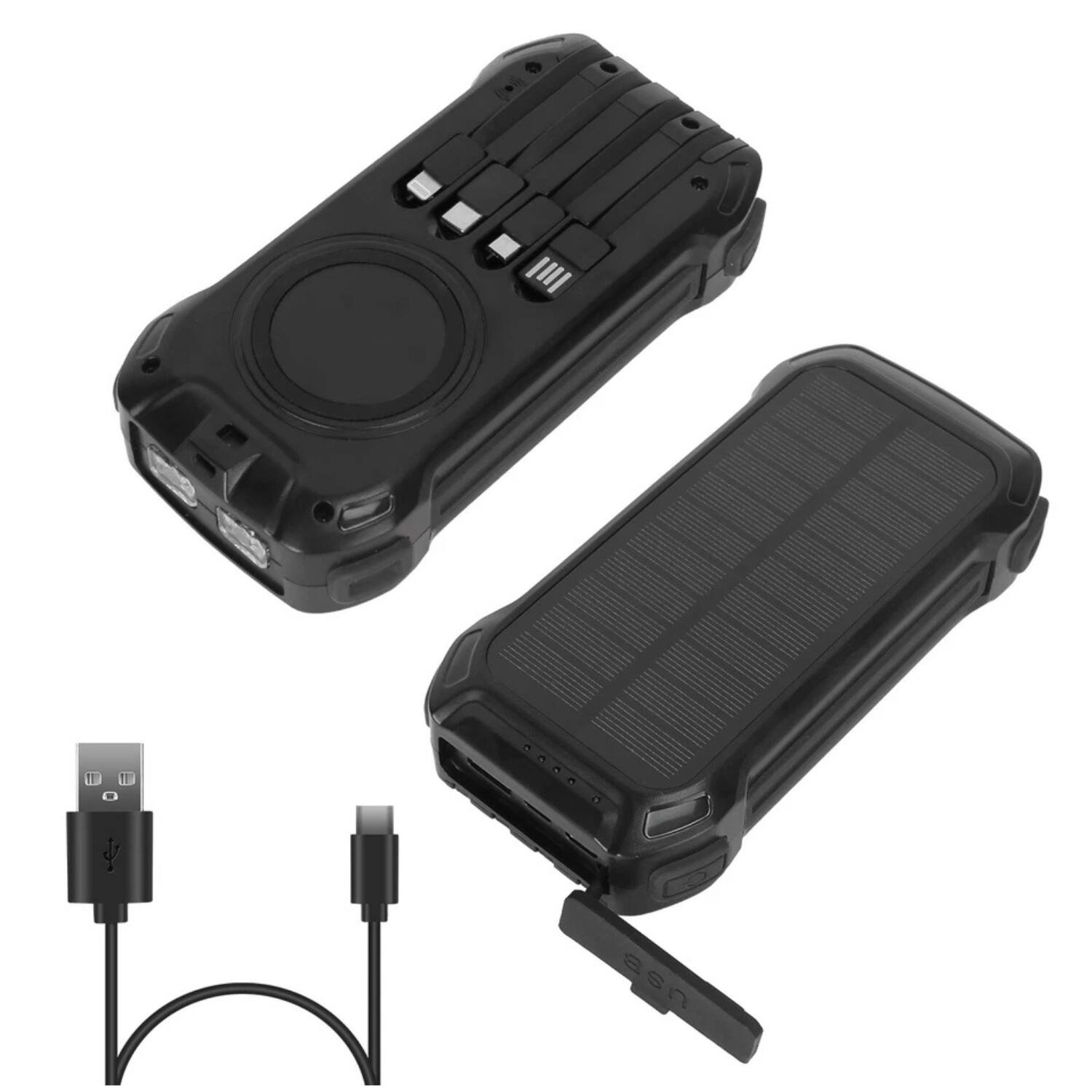 Angle. Home Collection - 49800mAh Solar Power Bank Portable Charger Black - Black.