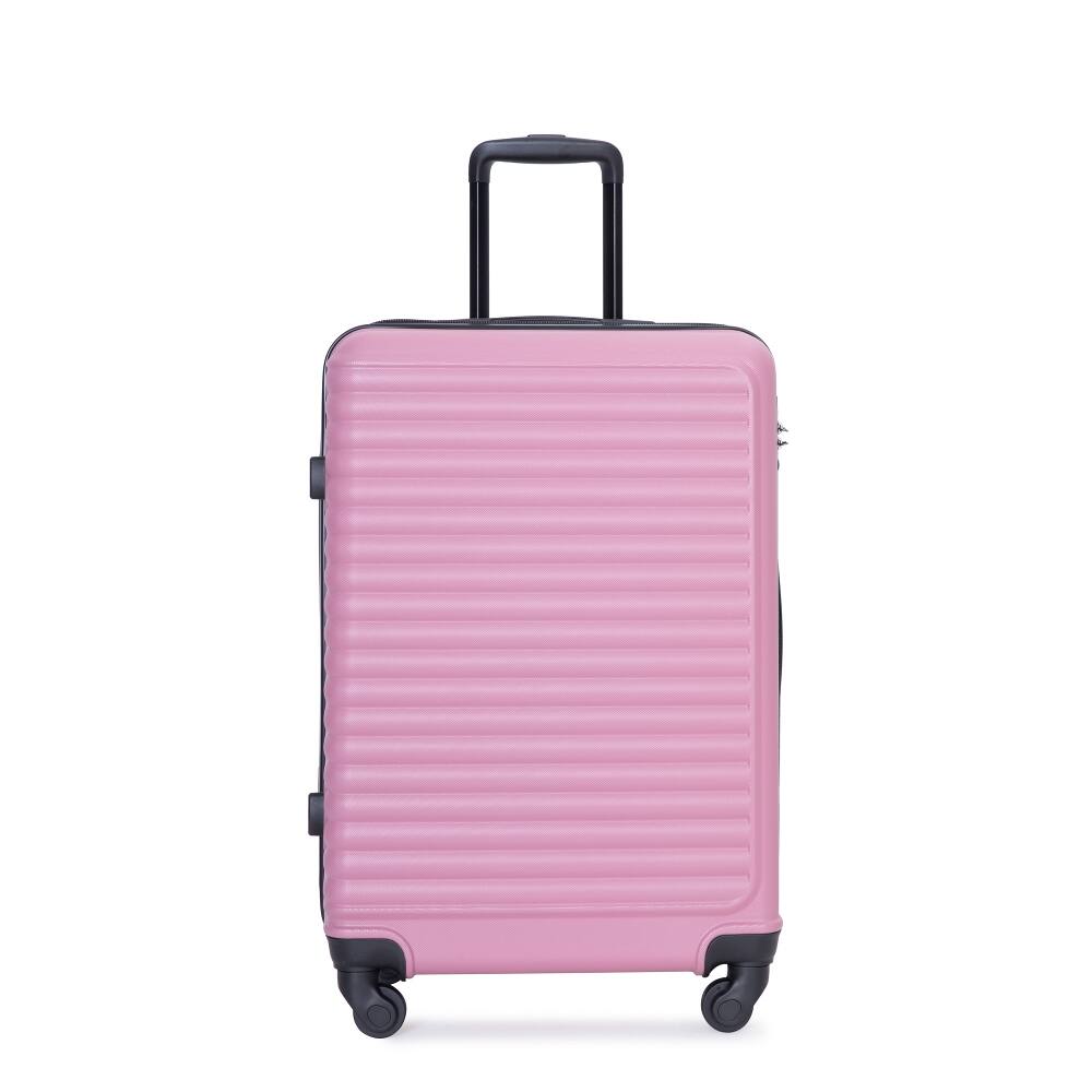 Angle. Ropilly - Ropilly Pink 3 Piece Luggage Set Hardshell Suitcase with Spinner Wheels TSA Lock - Pink.