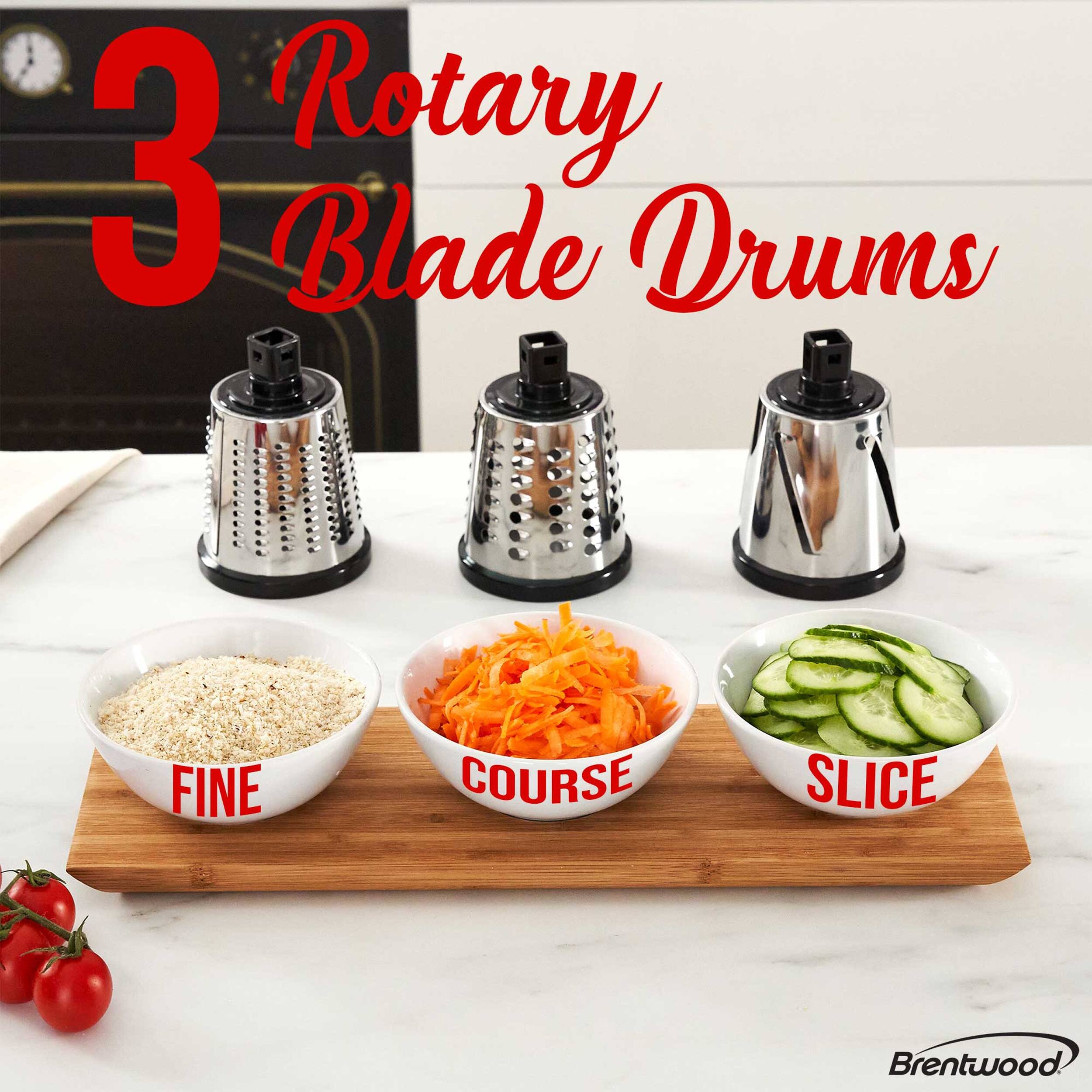 3 Rotary Blade Drums: FINE, COURSE, SLICE