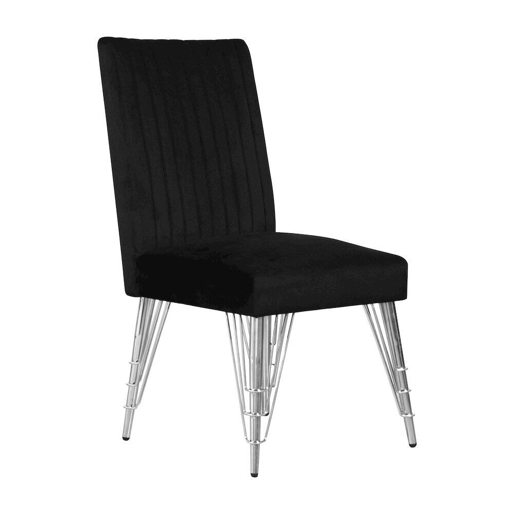 Back. New Classic Furniture - Ava Wood Upholstered Dining Chair in Black (Set of 2) - Black/Silver.
