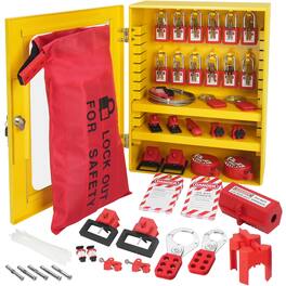 VEVOR - Electrical Lockout Tagout Kit, 59 PCS Safety Lockout Tagout Station With Padlocks, Hasps, Tags, Ties, Plug Lockout - Red
