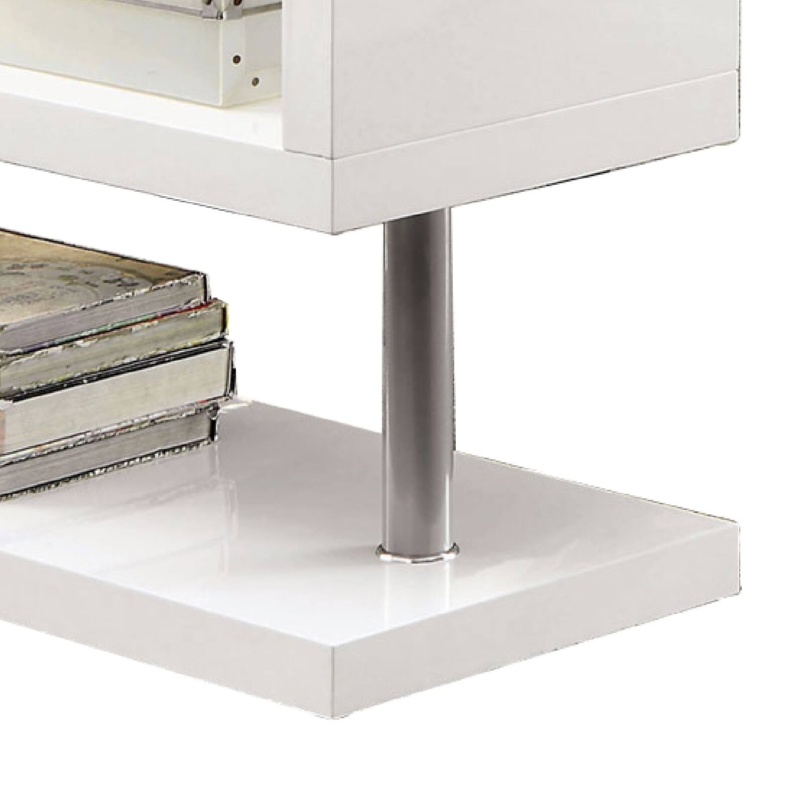 Left. Manhattan Lane - Movable Glass Top Desk with X Shaped Side Panel, White and Clear - White and Clear.