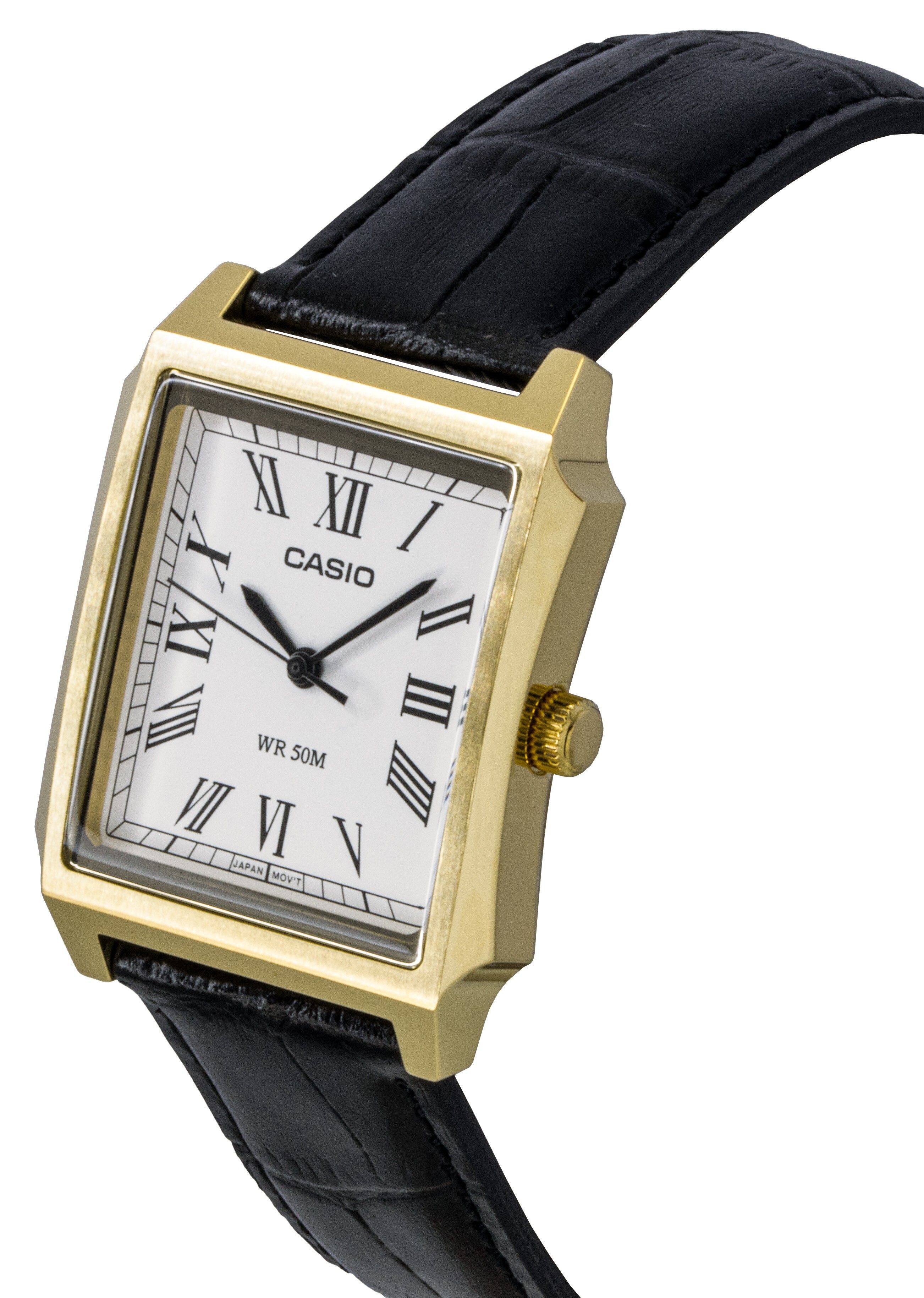 Casio Analog Quartz MTP B190GL 7BV Mens Watch Leather Strap White