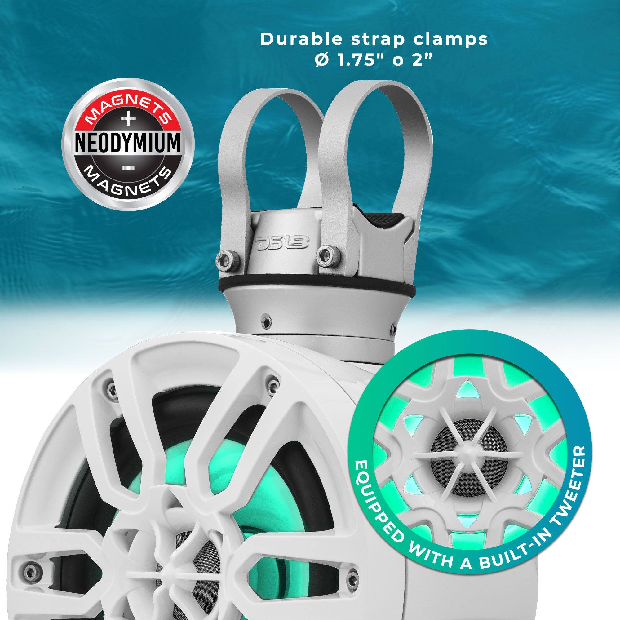 Durable strap clamps 1.75" or 2" MAGNETS + NEODYMIUM MAGNETS 00 D513 EQUIPPED WITH BUILT-IN TWEETER
