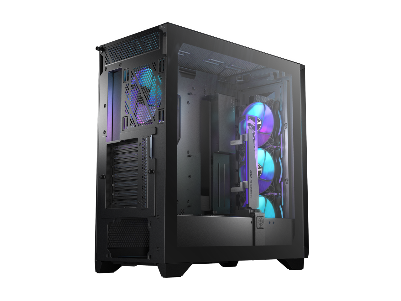 Alt View 8. MSI - MSI MPG GUNGNIR 300R AIRFLOW, 2xUSB 3.2 Gen1, 1xUSB 3.2 Gen2 Type-C, 4x120mm ARGB Fan, Tempered Glass, Black - Black.