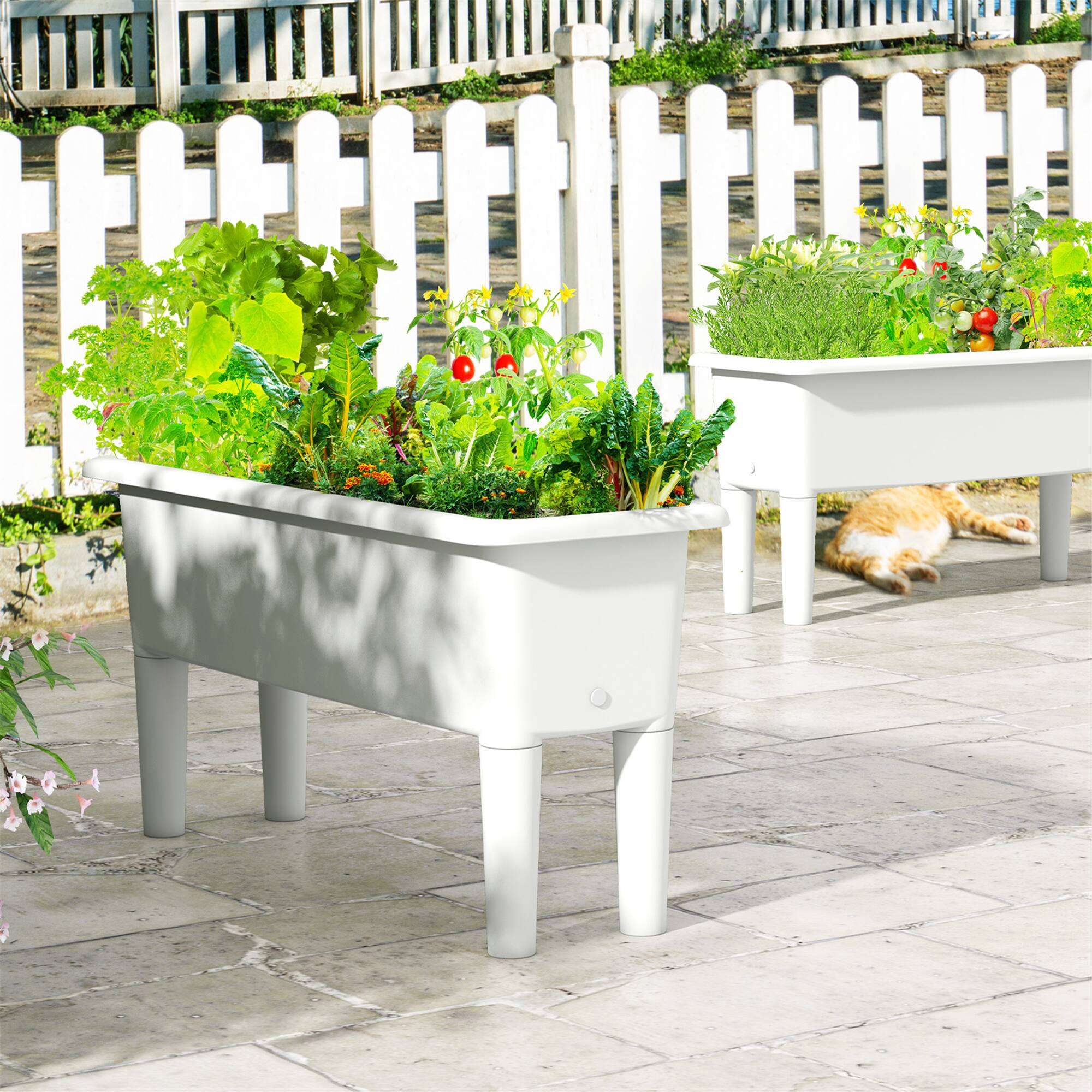 Alt View 3. Gymax - Gymax 2 PCS Raised Garden Beds with Detachable Legs & Drainage Hole for Vegetables White - White.