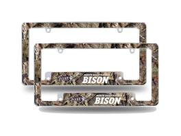 Rico Industries - North Dakota State NDSU Bison Chrome Metal (Set of 2) License Plate Frames with Bold Mossy Oak Camouflaged Camo Design - Multi