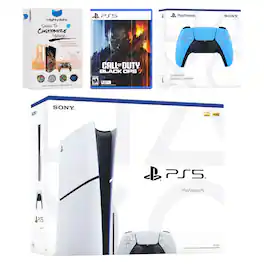 PlayStation 5 Slim Disc Bundle with Call of Duty Black Ops 7 Game, MightySkins Code and Extra Controller - PlayStation 5