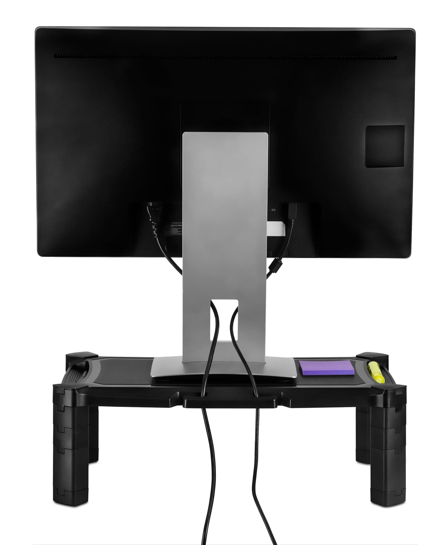 Left. Mount-It! - Height Adjustable Printer & Monitor Stand with Storage Grooves, Up to 6.6" Elevation & 22 lb Capacity, Black - Black.