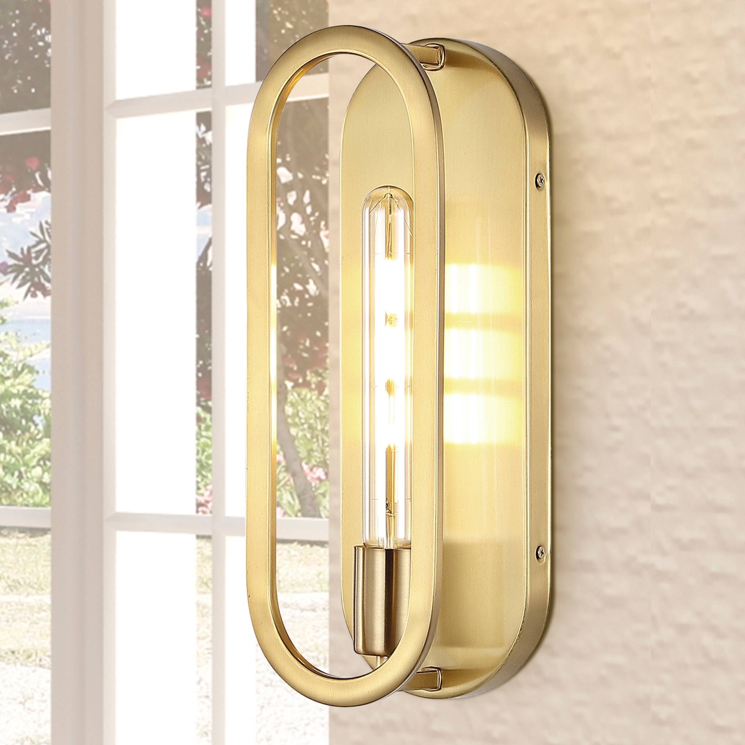 Alt View 7. Jonathan Y - Emilia 4.75" 1-Light Modern Bohemian Iron LED Sconce, Brass Gold - Brass Gold.