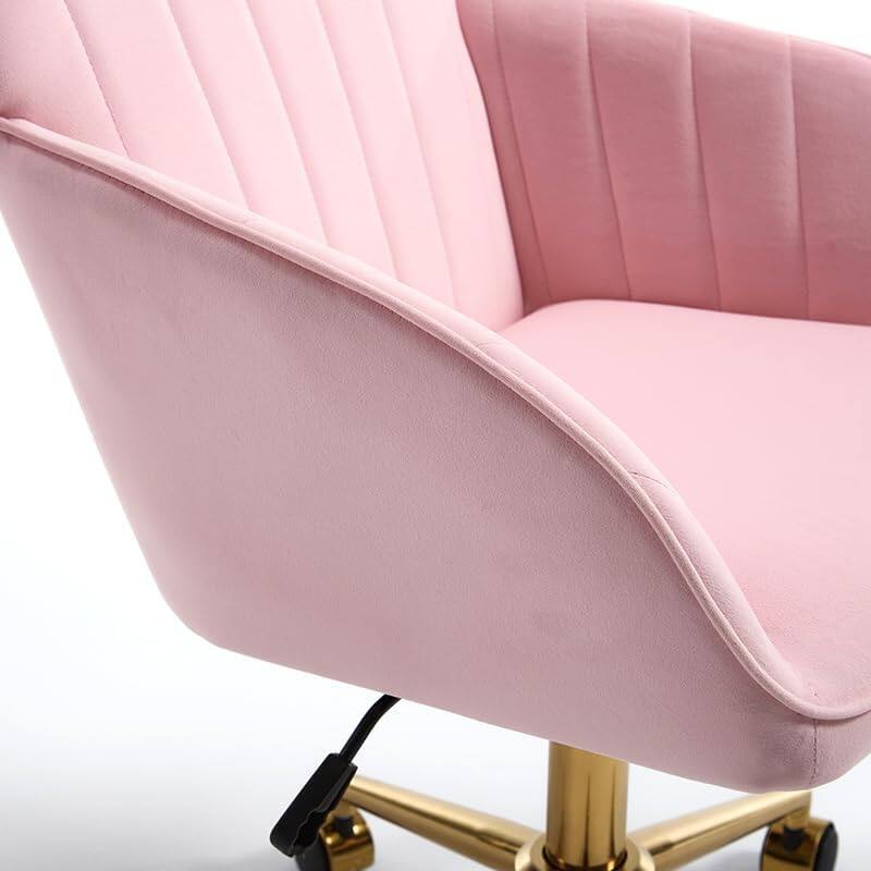 Alt View 4. Trinkets Crazed - 24.6" Velvet Office Chair, Ergonomic Swivel Desk Chair with Memory Foam Seat - Adjustable Height Computer Chair - pink.