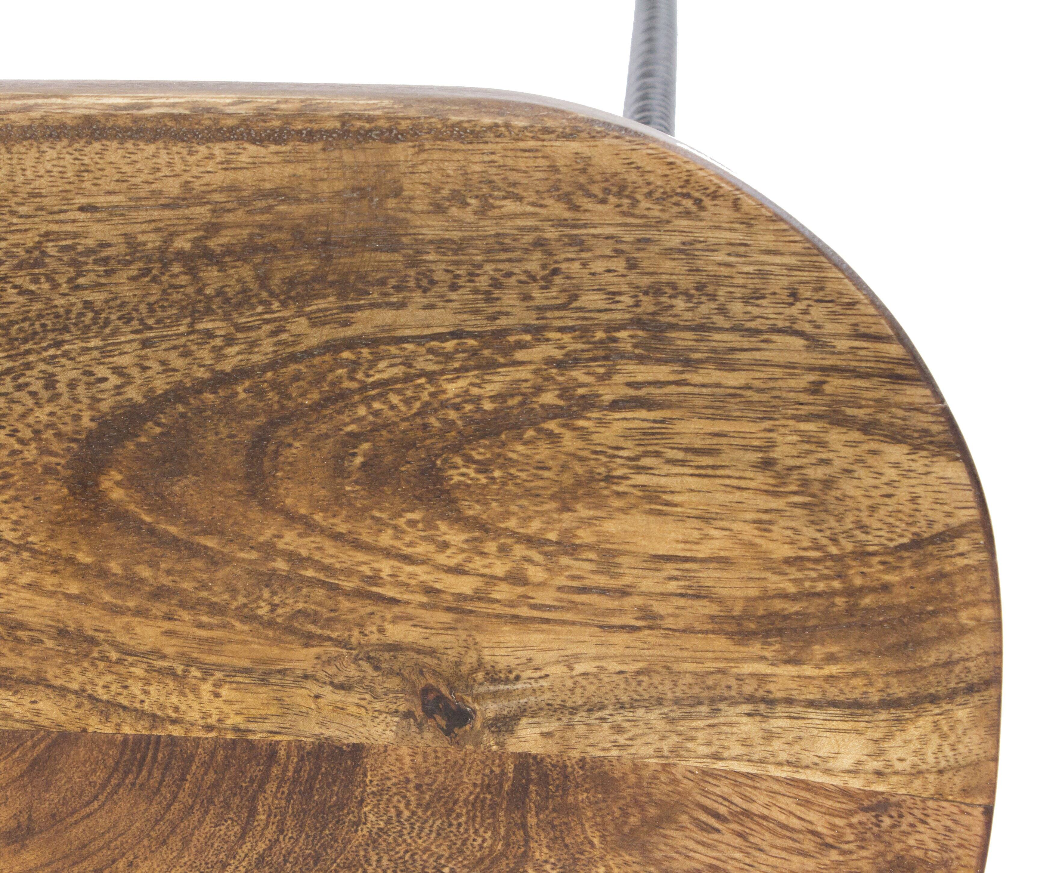 Alt View 4. Manhattan Lane - Jael 28 Inch Bar Stool with Mango Wood Saddle Seat, Iron Rod Legs - Brown and Black.