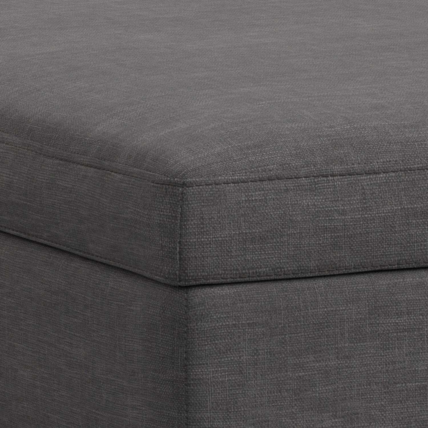 Alt View 6. Simpli Home - Owen 40 inch Wide XL Square Coffee Table Storage Ottoman in Slate Grey Polyester Fabric - Slate Grey.