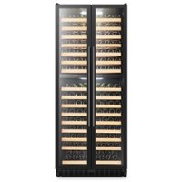 LanboPro - 32 Inch 255 Bottle Dual Zone Wine Cooler Fridge with Huge Capacity and Fridge with Removable Shelves - Black - Front_Zoom