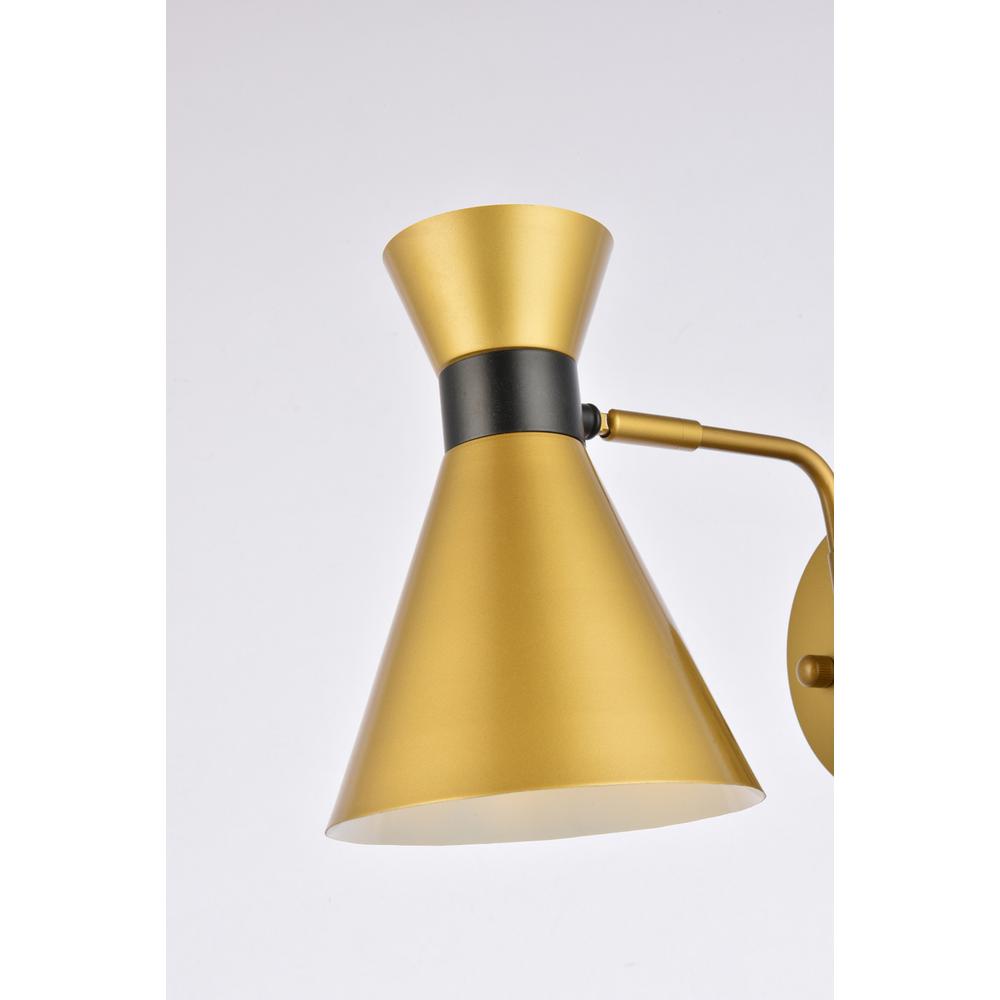 Back. Living District - Halycon 6 inch light brass wall sconce - Brass And Black.