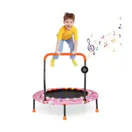 Kadyn - Kids Trampoline, Outdoor Jumper,36 Inch Mini Trampoline with Colorful LED Lights and Bluetooth Speaker-Pink
