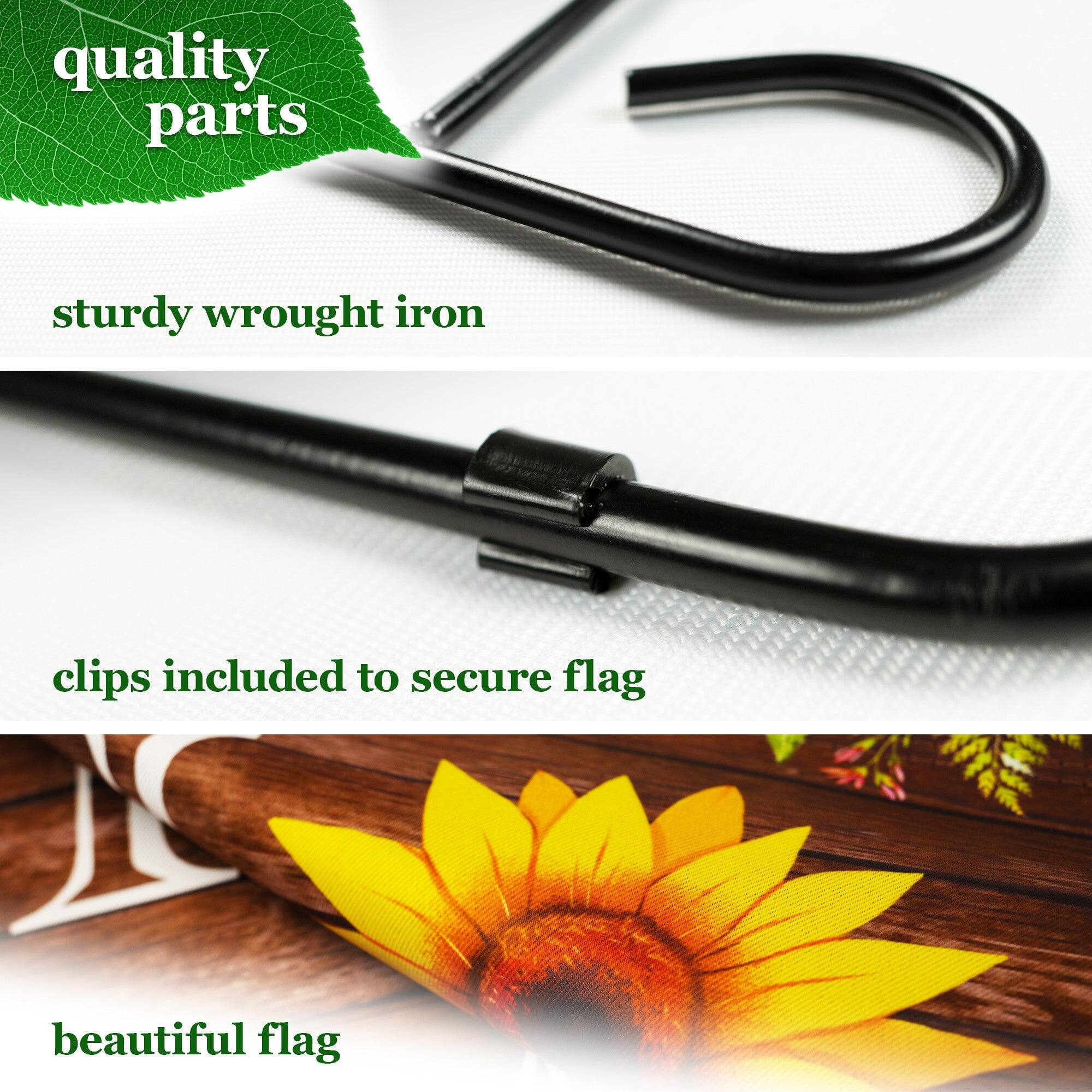 G128 Garden Flag Stand and 12x18 Double Sided Blockout Flag, Sunflower ...