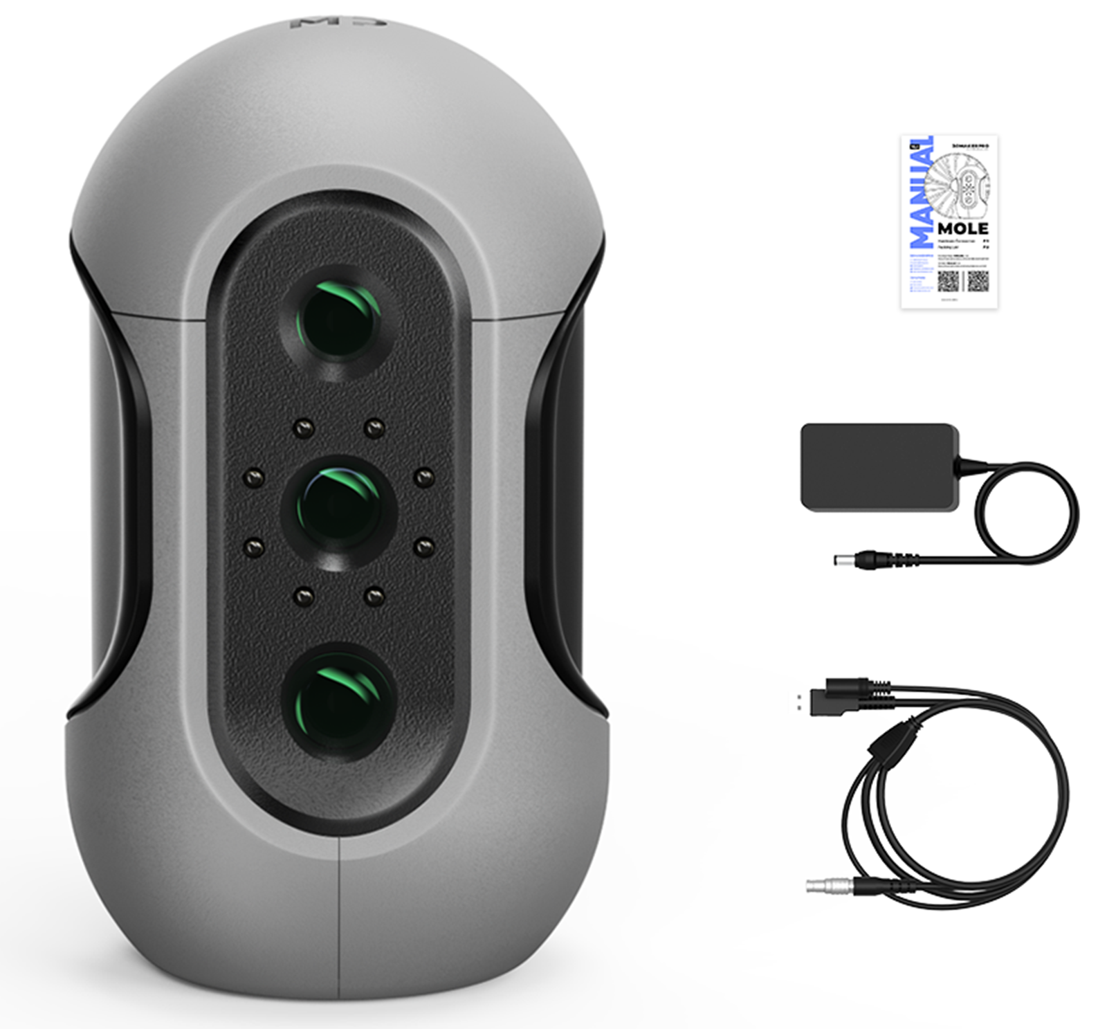 3DMakerpro - Mole 3D Scanner, 0.05mm Accuracy, 0.1mm Resolution, Handheld & Turntable Scan, NIR Light & Visual Tracking - Standard - Gray