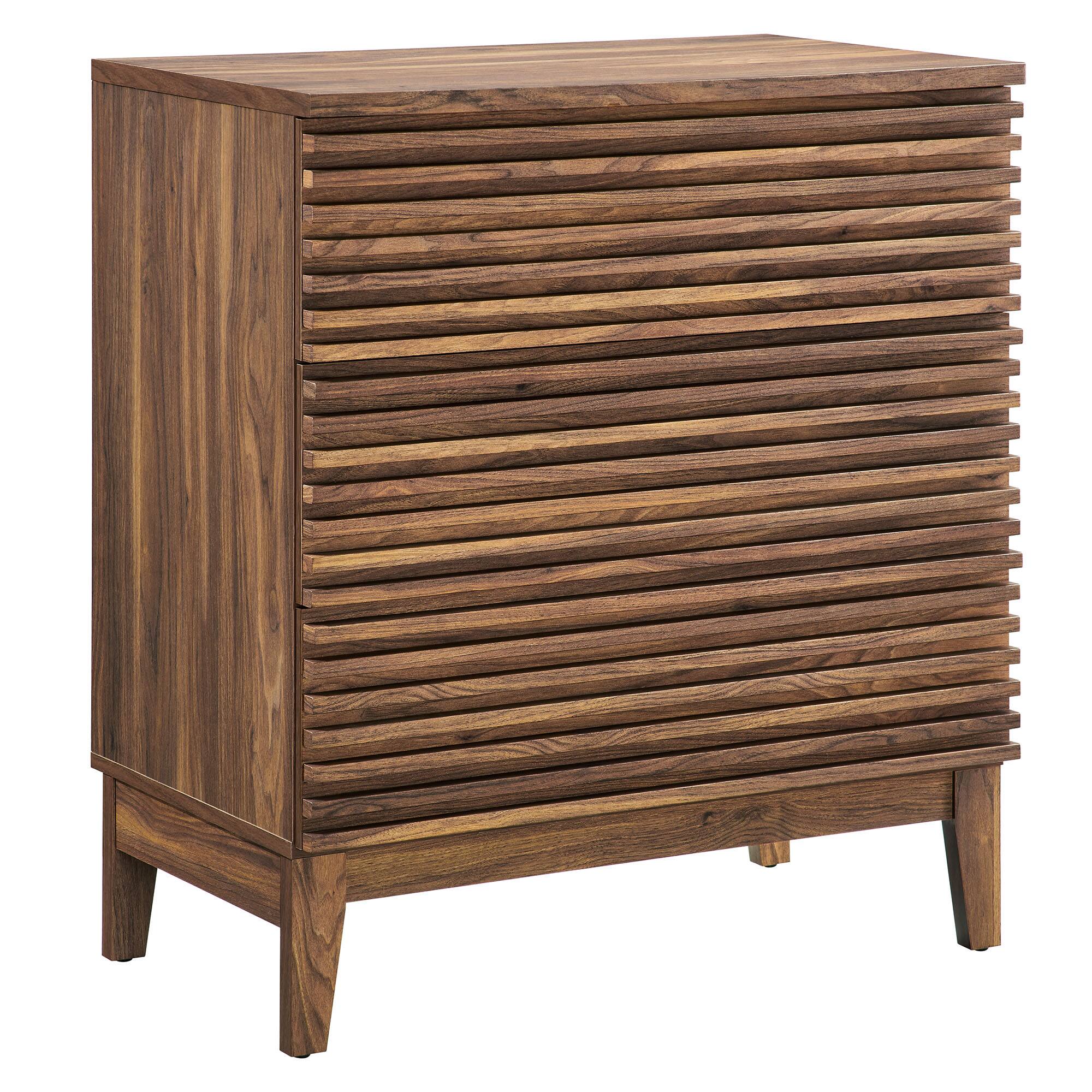 Angle. Modway - Render Large 3-Drawer Nightstand by Modway - Walnut.