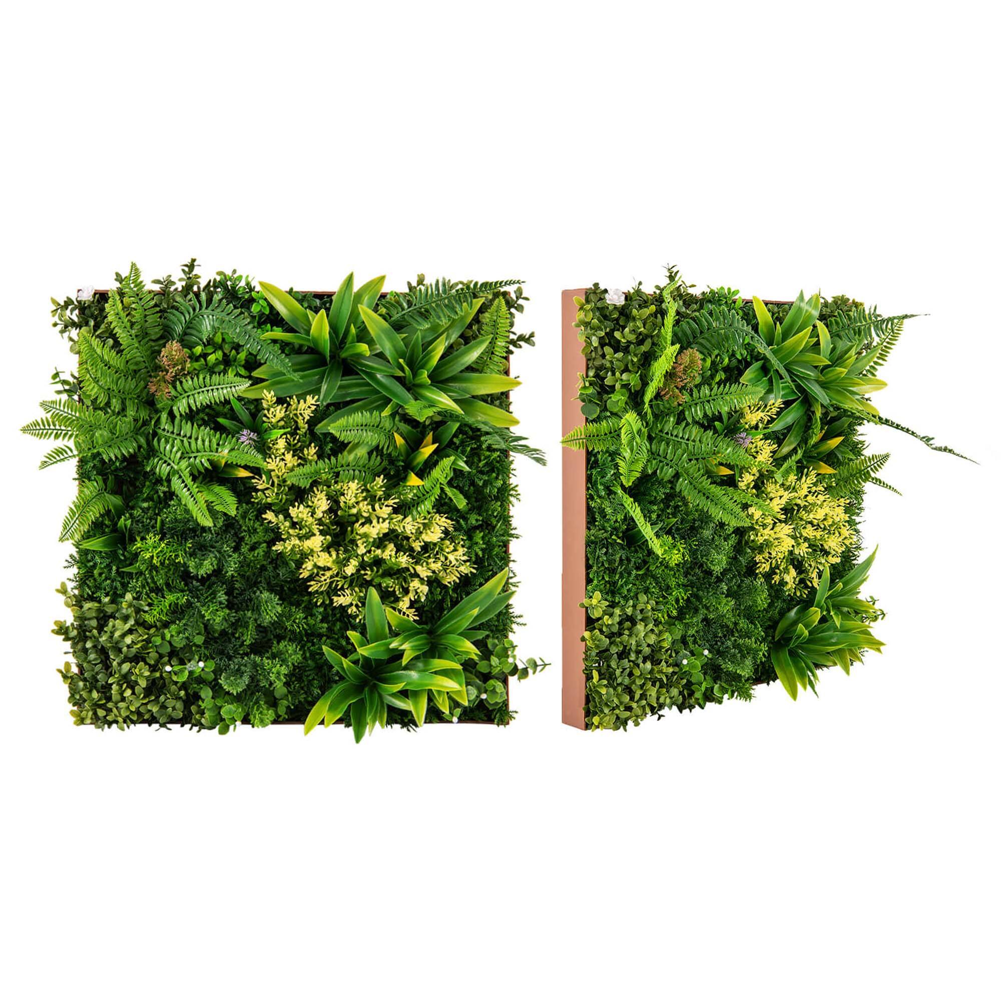 Alt View 9. Costway - Costway 2 Pack Square Framed Artificial Foliage Wall Art with 11 Types of Mixed Faux Plants - Green & Brown.