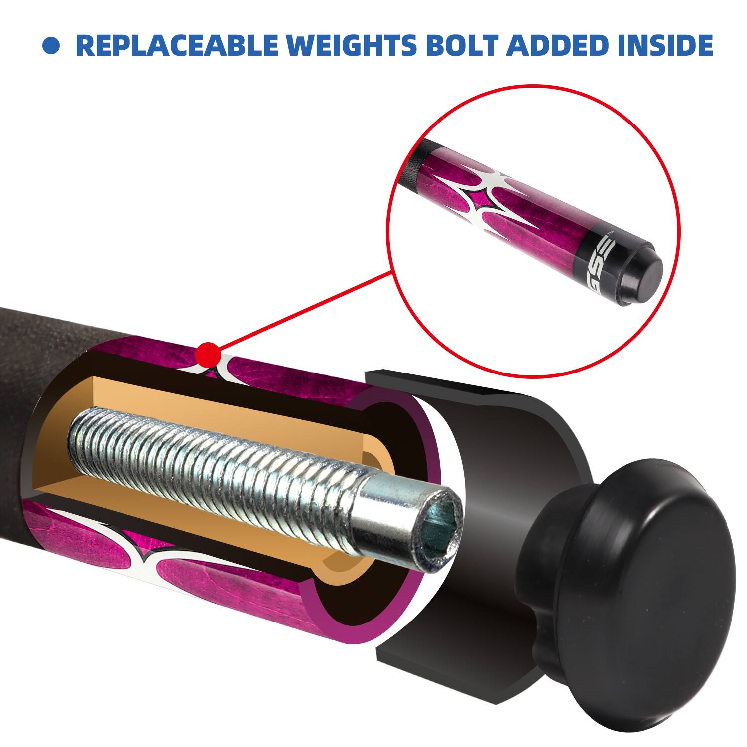 REPLACEABLE WEIGHTS BOLT ADDED INSIDE
