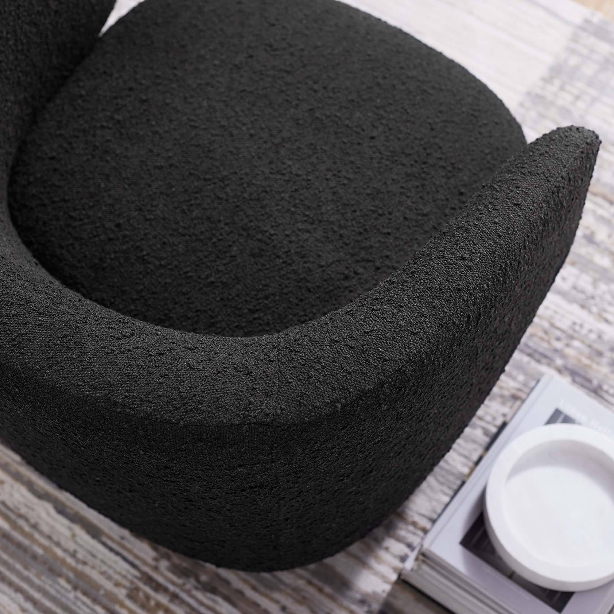 Alt View 1. Modway - Celestia Boucle Fabric Swivel Chair by Modway - Black.