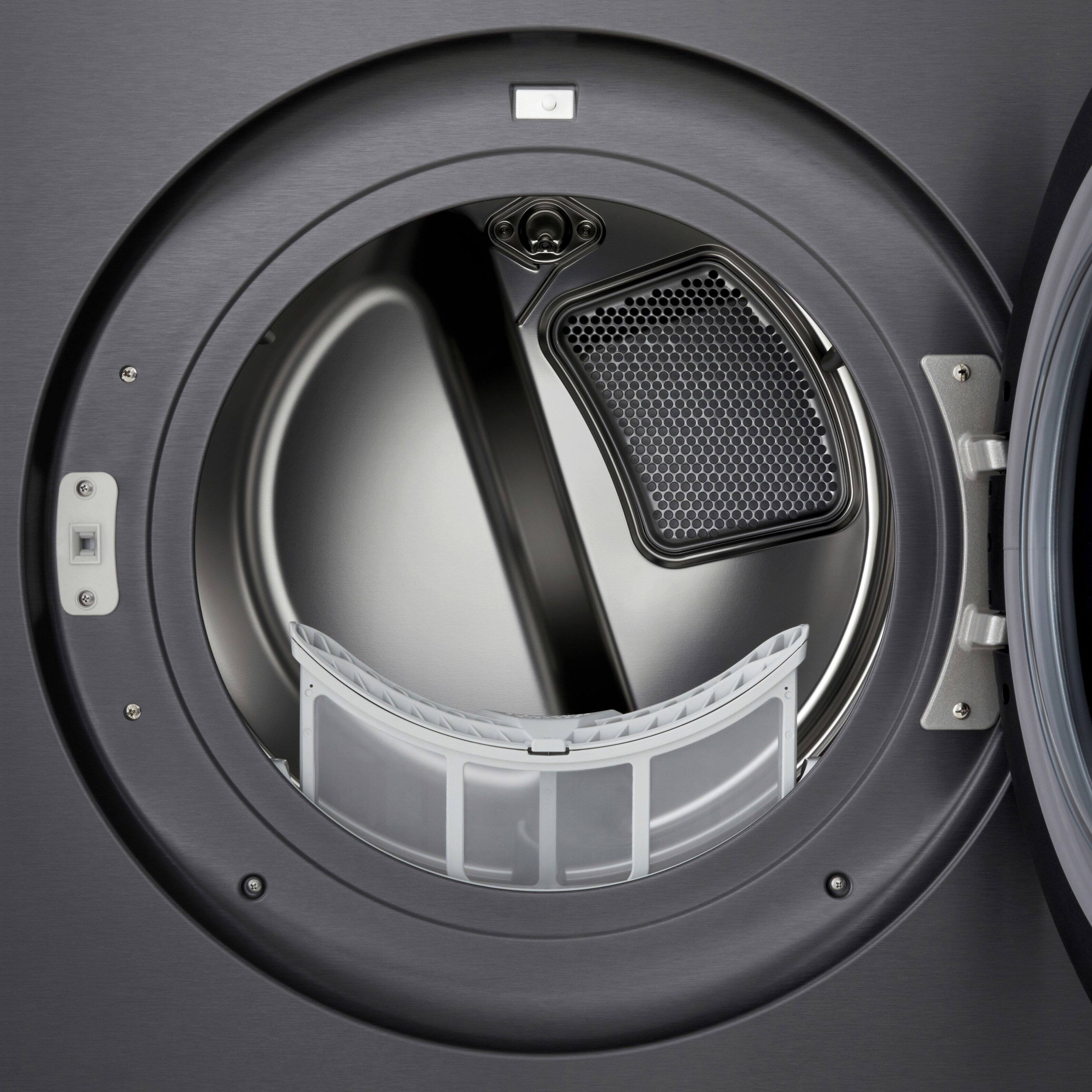 Alt View 8. LG - SIGNATURE 9.0 Cu. Ft. Stackable Smart Electric Dryer with TurboSteam and AI Sensor Dry - Brushed Black Steel.