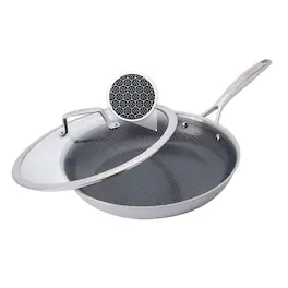 Henckels - Paradigm Ceramic 12-inch Dual Performance Fry Pan with Lid - Stainless Steel