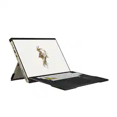 Front. ASUS - ROG Flow Z13-KJP 13.4" 2.5K 180Hz Touch-Screen Gaming Laptop - Copilot+ PC - AMD Ryzen AI Max+ 395 - 128GB RAM - 1TB SSD - KOJIMA PRODUCTIONS Edition.