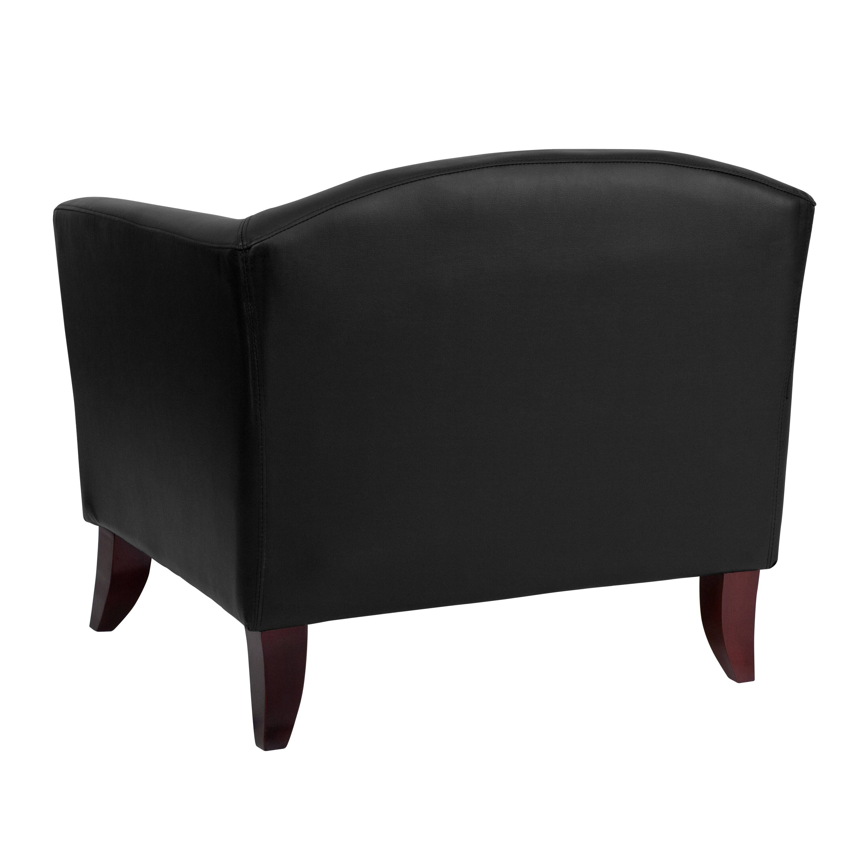 Alt View 5. Emma + Oliver - LeatherSoft Living Room/Reception Chair with Cherry Wood Feet - Black.