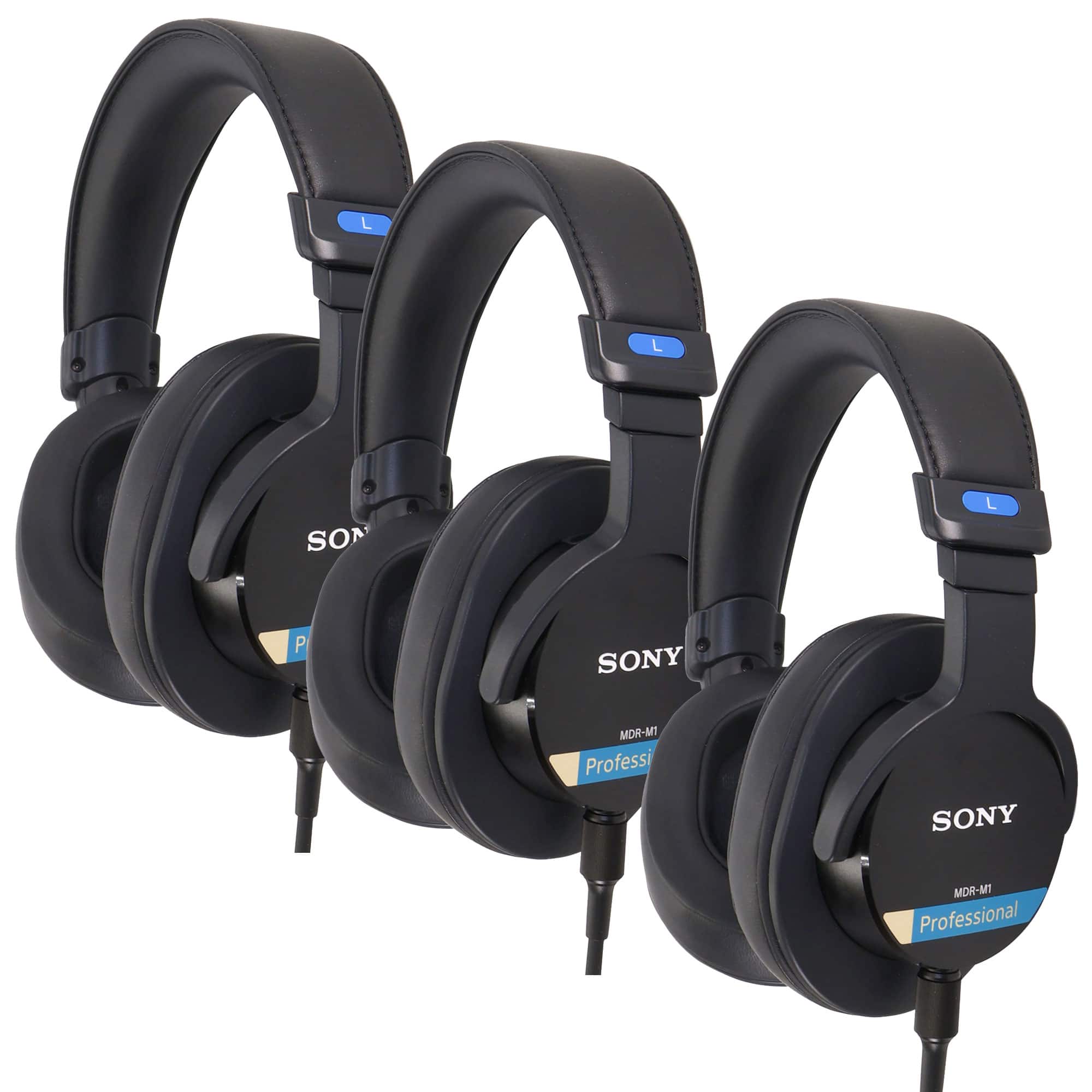 3x Sony MDR-M1 Closed-Back Over-Ear Reference Monitor Headphones - Black