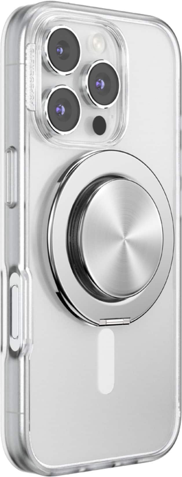 Alt View 1. PopSockets - MagSafe Kick-Out Universal Magnetic Grip & Stand with Adapter Ring for Cell Phones - Alum-Radial Silver.