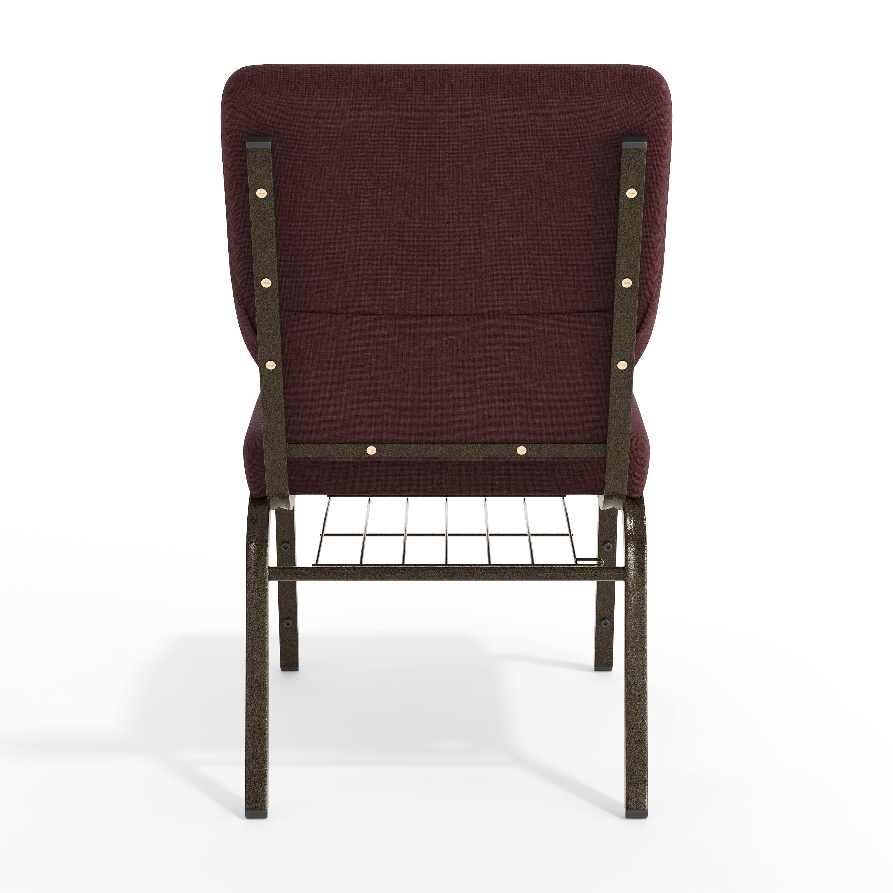 Alt View 7. Emma + Oliver - 18.5"W Church/Reception Guest Chair with Communion Cup Book Rack - Plum Fabric/Gold Vein Frame.