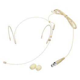 Unique Bargains - Ear Hook Headset Microphone Double Over Ear Omnidirectional Wired Condenser with Mini XLR 3 Pin TA3F Plug 3.9ft Cable - Beige