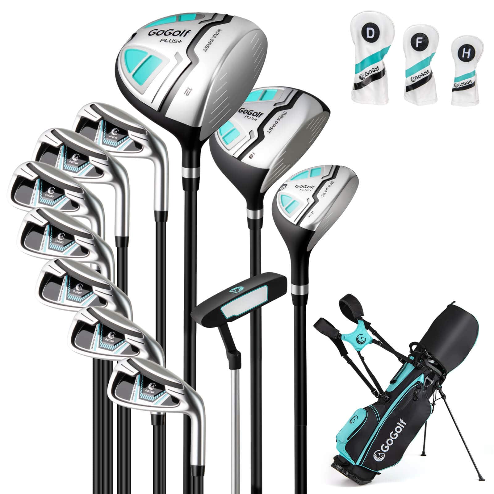 Costway - 12 PCS Women's Complete Golf Club Set Right Hand 460CC #1 Driver & #3 Fairway - Green