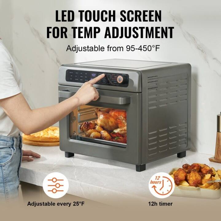 LED TOUCH SCREEN FOR TEMP ADJUSTMENT  
Adjustable from 95-450°F  

Adjustable every 25°F  

12h timer
