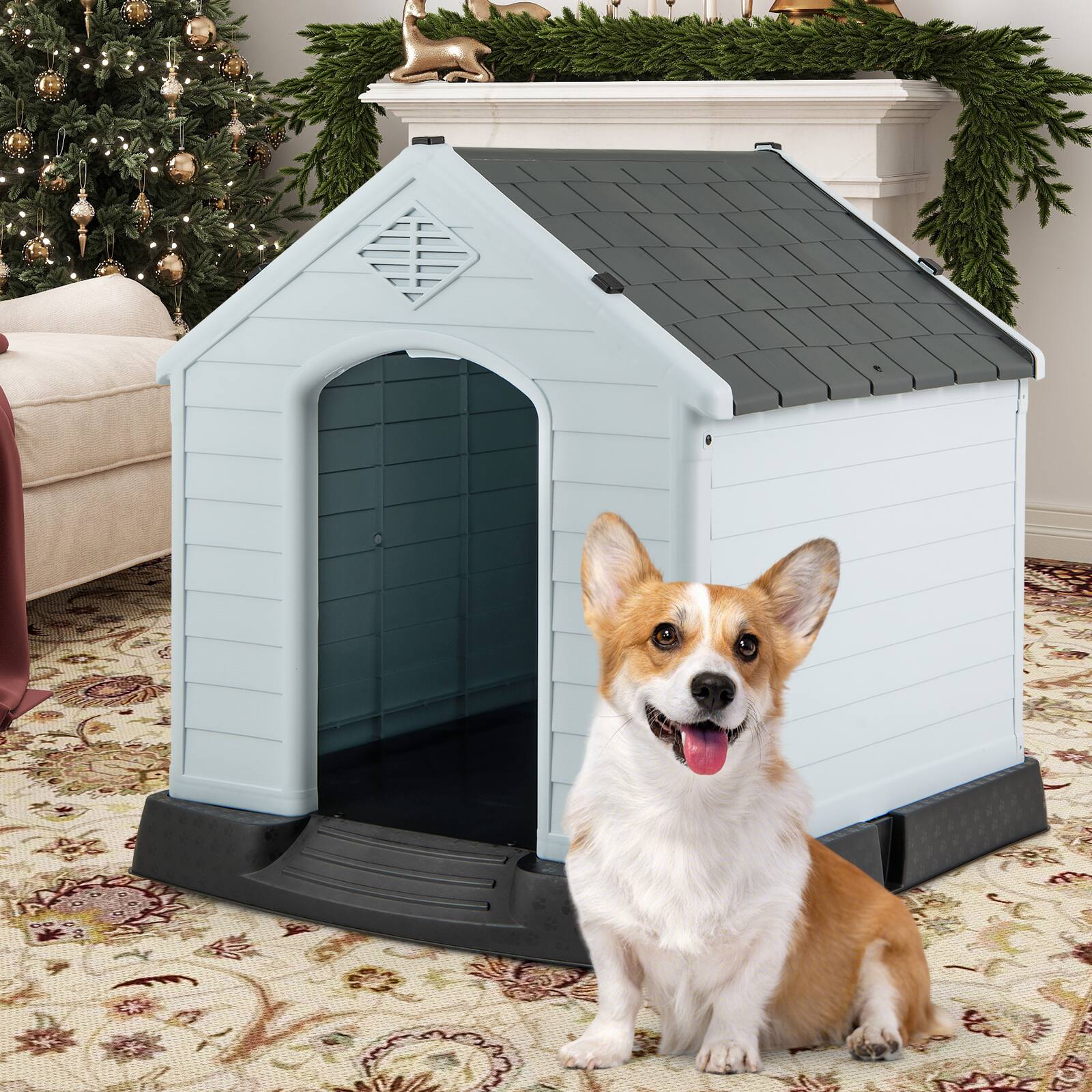 Alt View 4. Gymax - Gymax Dog House Pet Puppy Shelter Waterproof Indoor/Outdoor Ventilate Gray.