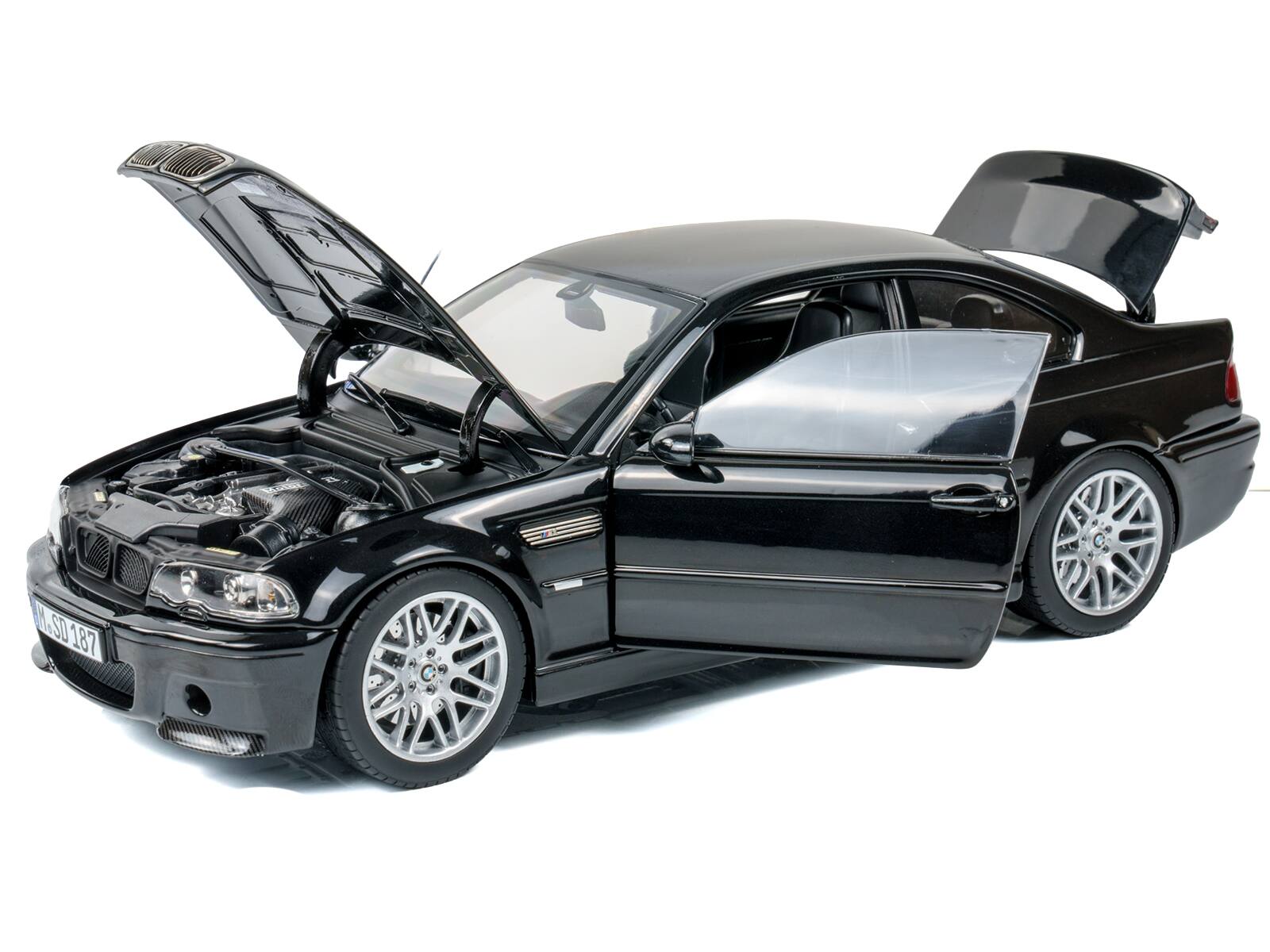 Angle. Norev - 2003 BMW M3 CSL Saphire Black 1/18 Diecast Model Car by Norev - Black.